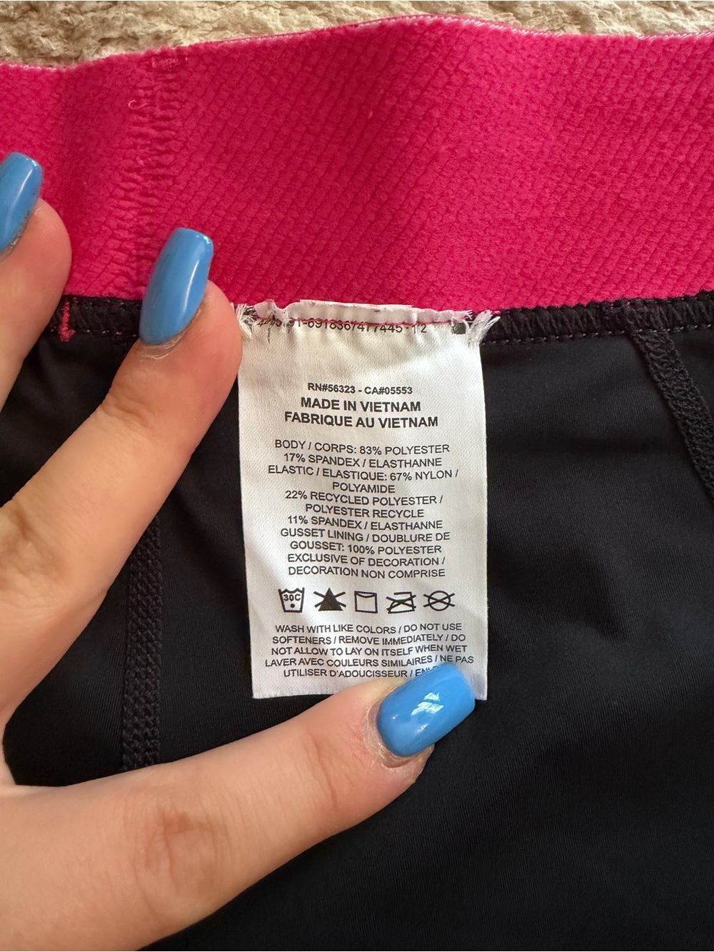 Nike Women's Black Bike Shorts with Pink Pro Waistband - Picture 3 of 3